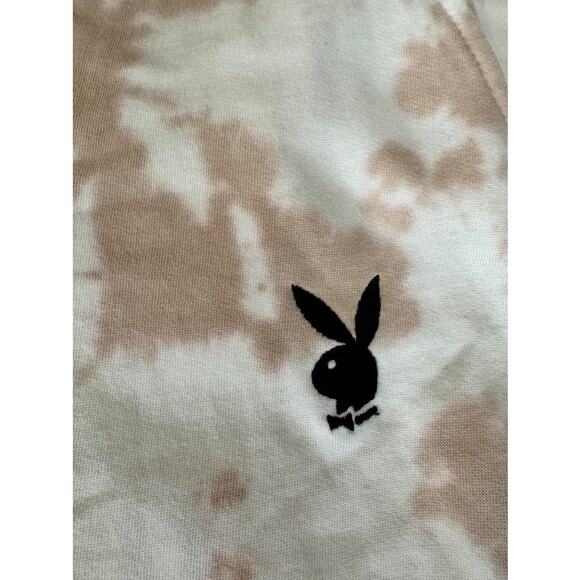 Playboy x Missguided Tie Dye Joggers Sweatpants Beige Tan Logo Loungewear - Picture 14 of 16